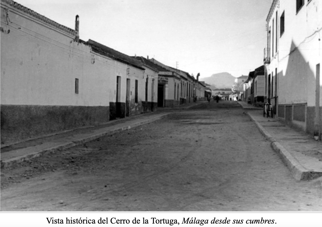 Cerro de la Tortuga desde el distrito Cruz de Humilladero, ca. 1960-1965.