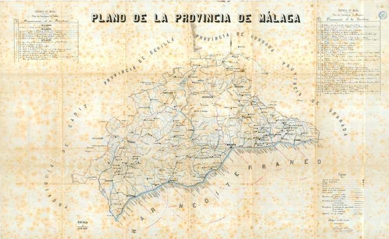 Mapa antiguo de la provincia de Málaga
