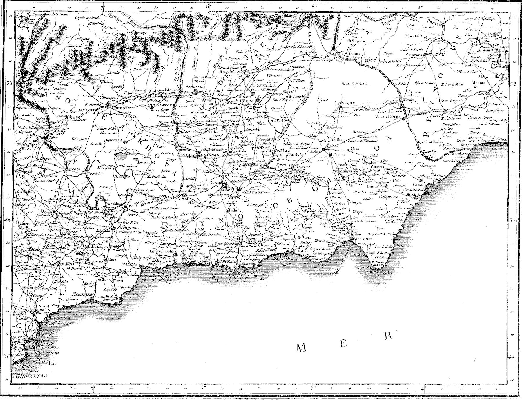 Mapa antiguo del sureste español